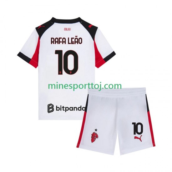 AC Milan Rafael Leao 10 Børne Udebane Fodboldtrøje 2025-2026 Lange Ærmer