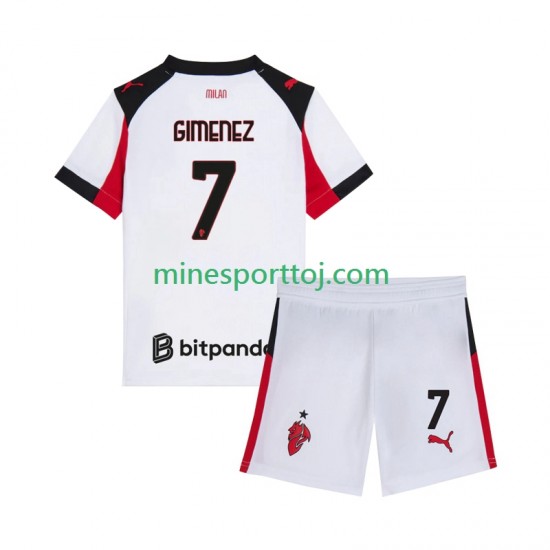 AC Milan Santiago Gimenez 7 Børne Udebane Fodboldtrøje 2025-2026 Lange Ærmer