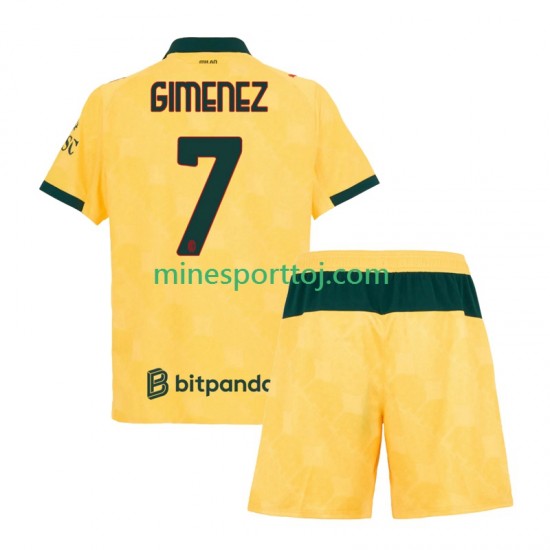 AC Milan Santiago Gimenez 7 Børne Tredje Fodboldtrøje 2025-2026 Lange Ærmer