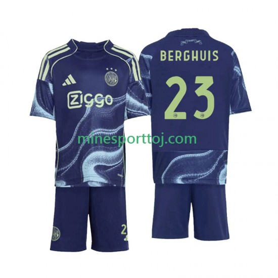 AFC Ajax Steven Berghuis 23 Børne Udebane Fodboldtrøje 2025-2026 Lange Ærmer