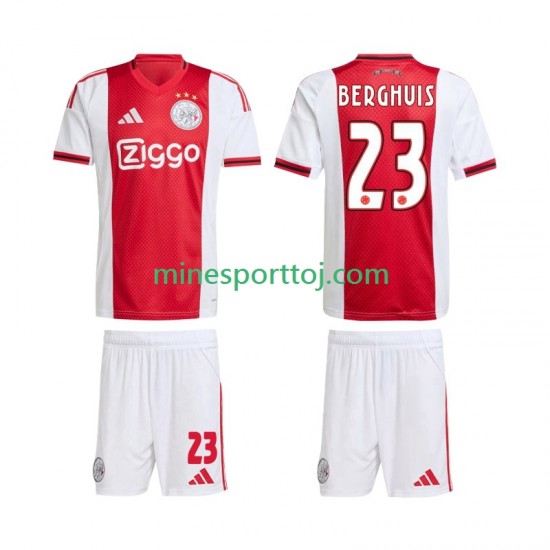 AFC Ajax Steven Berghuis 23 Børne Hjemmebane Fodboldtrøje 2025-2026 Lange Ærmer