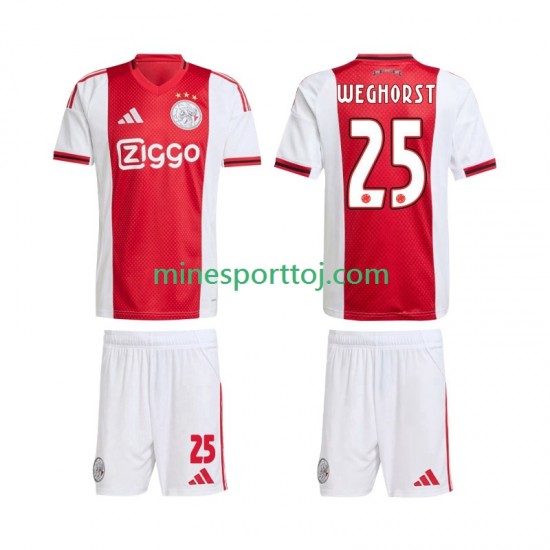 AFC Ajax Wout Weghorst 25 Børne Hjemmebane Fodboldtrøje 2025-2026 Lange Ærmer