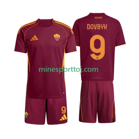 AS Roma Artem Dovbyk 9 Børne Hjemmebane Fodboldtrøje 2025-2026 Lange Ærmer