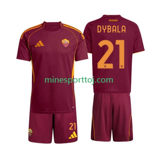 AS Roma Dybala 21 Børne Hjemmebane Fodboldtrøje 2025-2026 Lange Ærmer