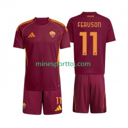 AS Roma Evan Ferguson 11 Børne Hjemmebane Fodboldtrøje 2025-2026 Lange Ærmer