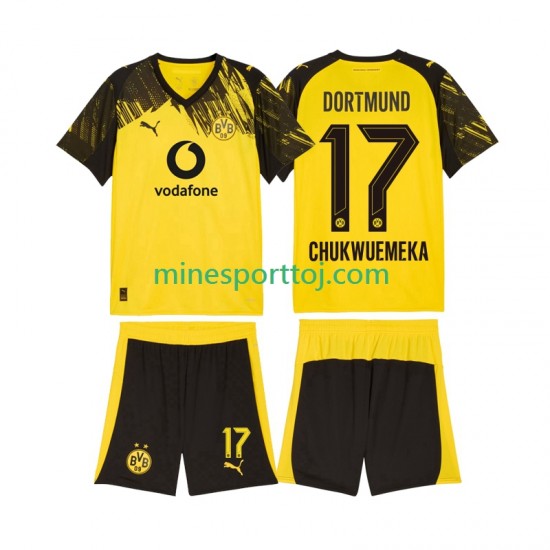 Borussia Dortmund Carney Chukwuemeka 17 Børne Hjemmebane Fodboldtrøje 2025-2026 Lange Ærmer