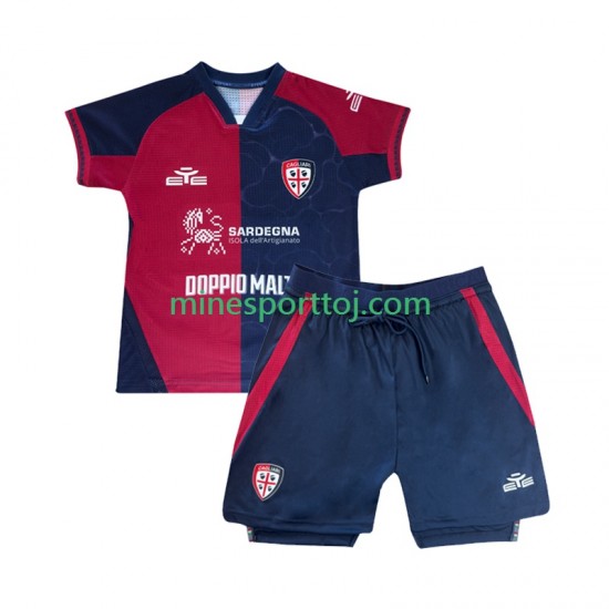 Cagliari Børne Hjemmebane Fodboldtrøje 2025-2026 Lange Ærmer