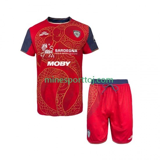 Cagliari Special Børne Hjemmebane Fodboldtrøje 2025-2026 Lange Ærmer