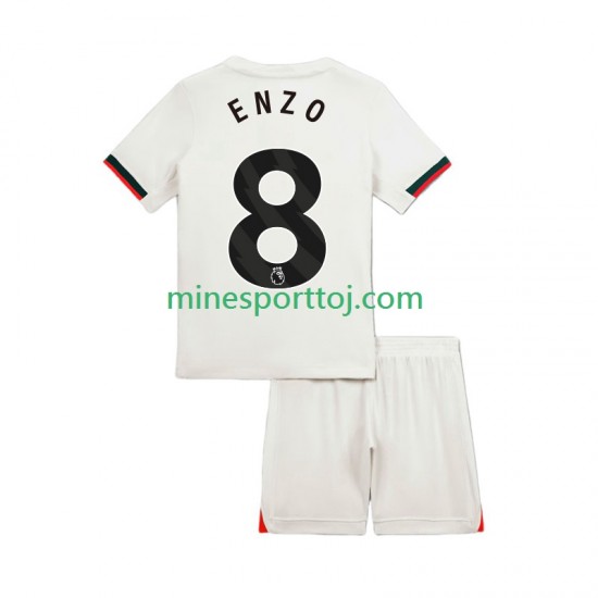 Chelsea Enzo Fernandez 8 Børne Udebane Fodboldtrøje 2025-2026 Lange Ærmer