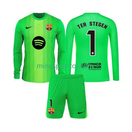 FC Barcelona Målmand Ter Stegen 1 Børne Hjemmebane Fodboldtrøje 2025-2026 med Korte Ærmer