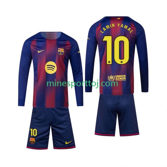 FC Barcelona Lamine Yamal 10 Børne Hjemmebane Fodboldtrøje 2025-2026 med Korte Ærmer