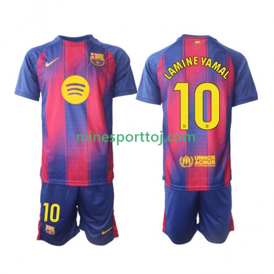 FC Barcelona Lamine Yamal 10 Børne Hjemmebane Fodboldtrøje 2025-2026 Lange Ærmer