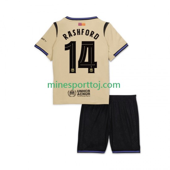 FC Barcelona Marcus Rashford 14 UCL Børne Udebane Fodboldtrøje 2025-2026 Lange Ærmer