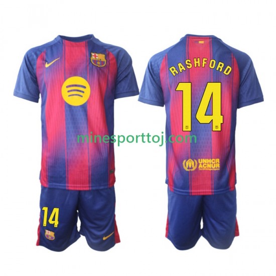 FC Barcelona Marcus Rashford 14 Børne Hjemmebane Fodboldtrøje 2025-2026 Lange Ærmer