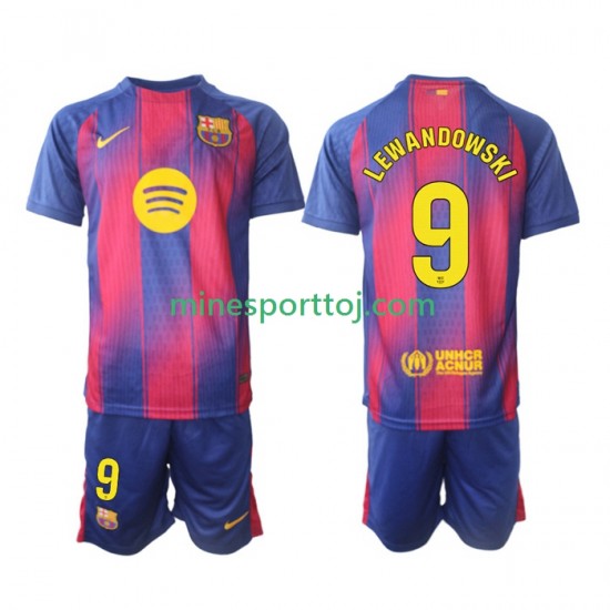 FC Barcelona Robert Lewandowski 9 Børne Hjemmebane Fodboldtrøje 2025-2026 Lange Ærmer