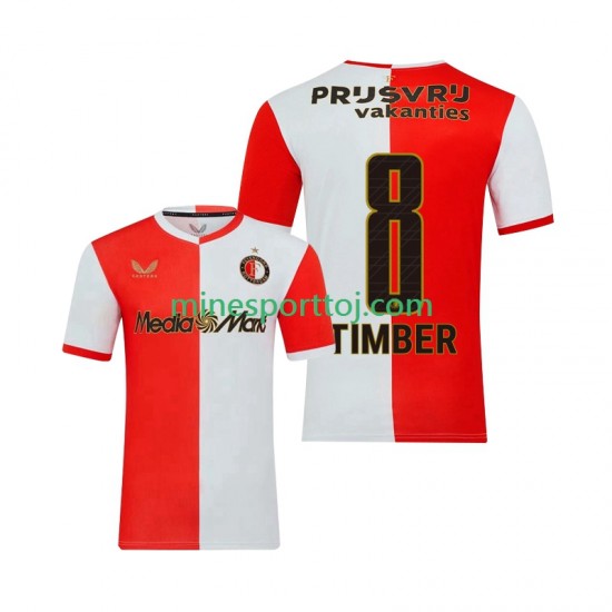 Feyenoord Rotterdam Quinten Timber 8 Herre Hjemmebane Fodboldtrøje 2025-2026 Lange Ærmer