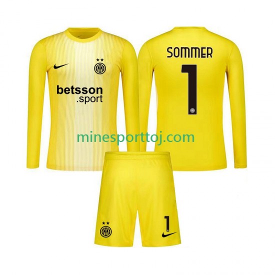 Inter Milan Målmand Yann Sommer 1 Børne Udebane Fodboldtrøje 2025-2026 med Korte Ærmer