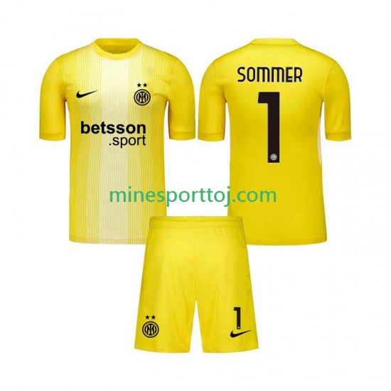 Inter Milan Målmand Yann Sommer 1 Børne Udebane Fodboldtrøje 2025-2026 Lange Ærmer