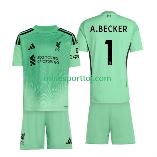 Liverpool Målmand Alisson Becker 1 Børne Hjemmebane Fodboldtrøje 2025-2026 Lange Ærmer