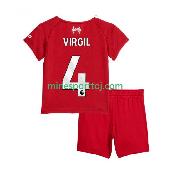 Liverpool Virgil van Dijk 4 Børne Hjemmebane Fodboldtrøje 2025-2026 Lange Ærmer