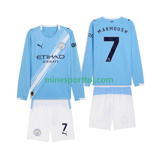Manchester City Omar Marmoush 7 Børne Hjemmebane Fodboldtrøje 2025-2026 med Korte Ærmer