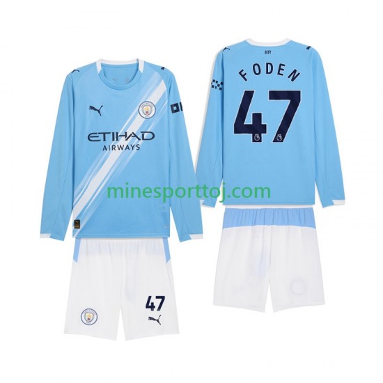 Manchester City Phil Foden 47 Børne Hjemmebane Fodboldtrøje 2025-2026 med Korte Ærmer