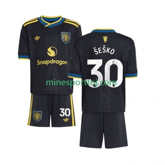 Manchester United Benjamin Sesko 30 Børne Tredje Fodboldtrøje 2025-2026 Lange Ærmer