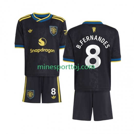 Manchester United Bruno Fernandes 8 Børne Tredje Fodboldtrøje 2025-2026 Lange Ærmer