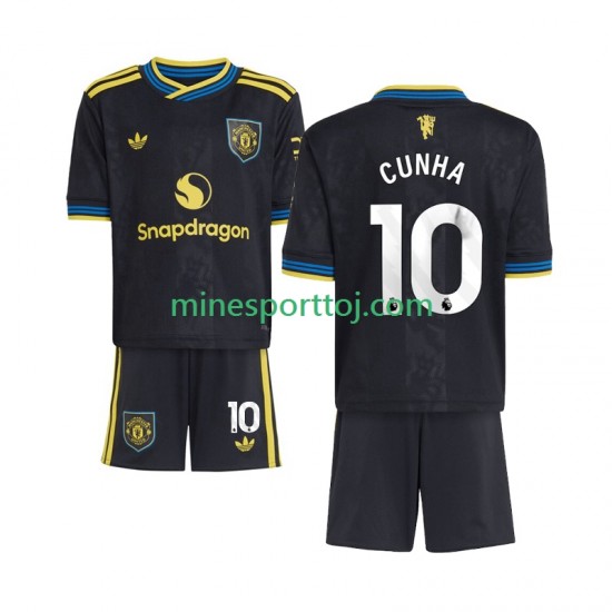 Manchester United Matheus Cunha 10 Børne Tredje Fodboldtrøje 2025-2026 Lange Ærmer