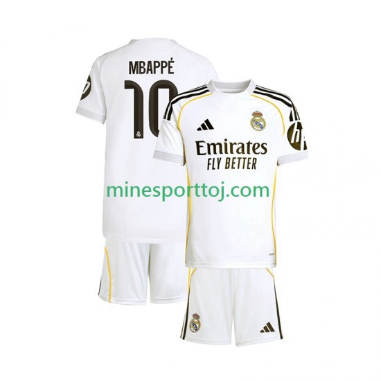 Real Madrid Kylian Mbappe 10 Børne Hjemmebane Fodboldtrøje 2025-2026 Lange Ærmer