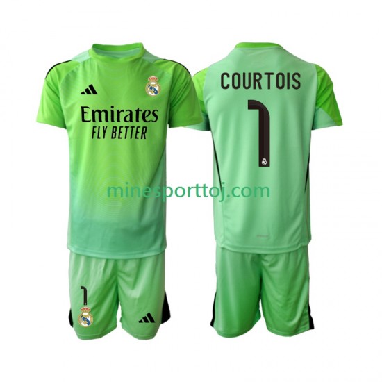 Real Madrid Thibaut Courtois 1 Børne Udebane Fodboldtrøje 2025-2026 Lange Ærmer