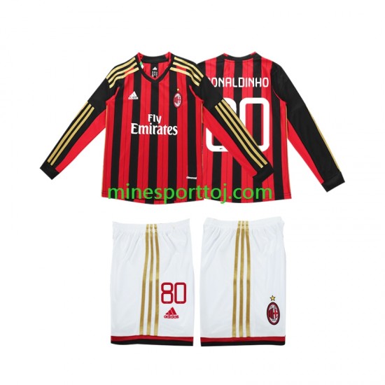 AC Milan RONALDINHO 80 2013 2014 Børne Retro Hjemmebane Fodboldtrøje med Korte Ærmer