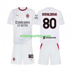 AC Milan Ronaldinho 80 Børne Udebane Fodboldtrøje 2026-2027 Lange Ærmer