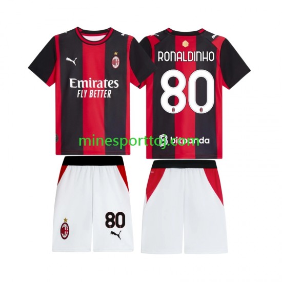 AC Milan Ronaldinho 80 Børne Hjemmebane Fodboldtrøje 2026-2027 Lange Ærmer