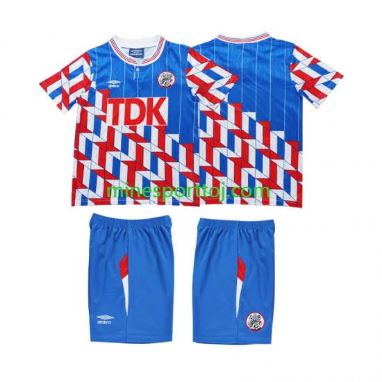 AFC Ajax 1989 1990 Børne Retro Udebane Fodboldtrøje med Korte Ærmer