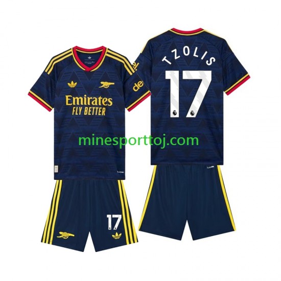 Arsenal Christos Tzolis 17 Børne Udebane Fodboldtrøje 2026-2027 Lange Ærmer