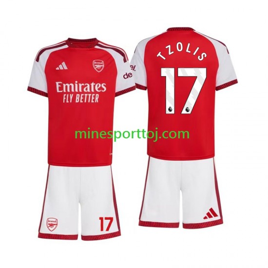 Arsenal Christos Tzolis 17 Børne Hjemmebane Fodboldtrøje 2026-2027 Lange Ærmer