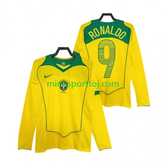 Brasilien RONALDO 9 2004 Herre Retro Hjemmebane Fodboldtrøje med Korte Ærmer