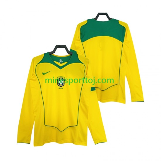 Brasilien 2004 Herre Retro Hjemmebane Fodboldtrøje med Korte Ærmer