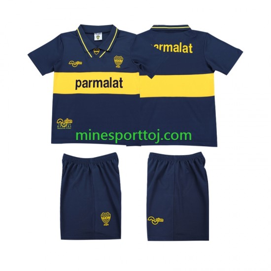 CA Boca Juniors 1993 1995 Børne Retro Hjemmebane Fodboldtrøje Lange Ærmer