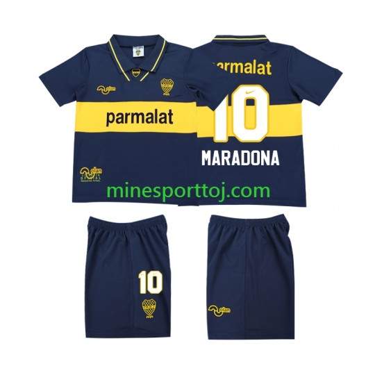 CA Boca Juniors MARADONA 10 1993 1995 Børne Retro Hjemmebane Fodboldtrøje Lange Ærmer
