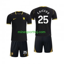 Chelsea Moises Caicedo 25 Børne Udebane Fodboldtrøje 2026-2027 Lange Ærmer