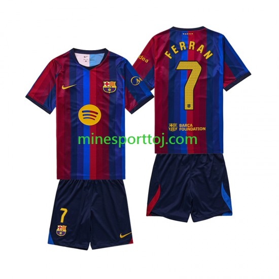 FC Barcelona Ferran Torres 7 Børne Hjemmebane Fodboldtrøje 2026-2027 Lange Ærmer