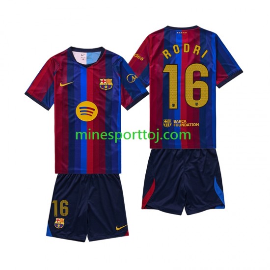 FC Barcelona Rodri 16 Børne Hjemmebane Fodboldtrøje 2026-2027 Lange Ærmer