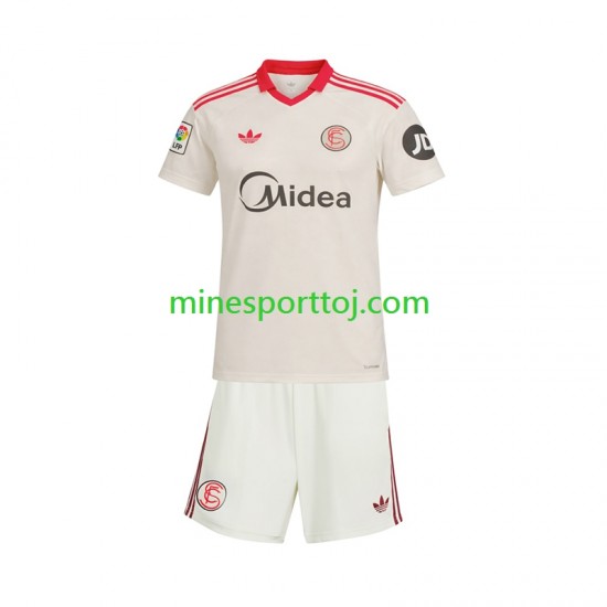 Sevilla FC Børne Retro Hjemmebane Fodboldtrøje 2025-2026 Lange Ærmer