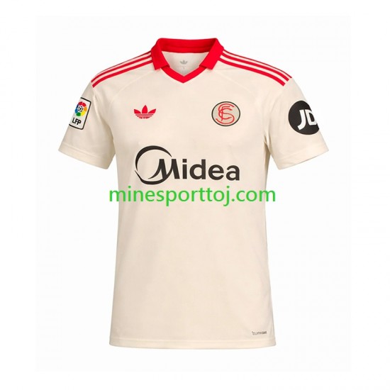 Sevilla FC Herre Retro Hjemmebane Fodboldtrøje 2025-2026 Lange Ærmer