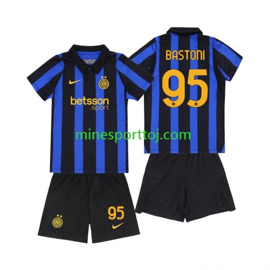 Inter Milan Alessandro Bastoni 95 Børne Hjemmebane Fodboldtrøje 2026-2027 Lange Ærmer