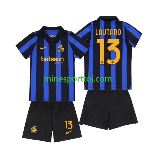 Inter Milan Lautaro Martinez 13 Børne Hjemmebane Fodboldtrøje 2026-2027 Lange Ærmer