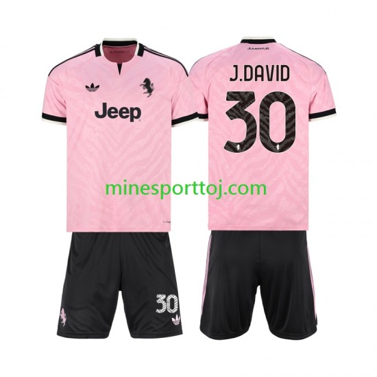 Juventus Jonathan David 30 Børne Udebane Fodboldtrøje 2026-2027 Lange Ærmer