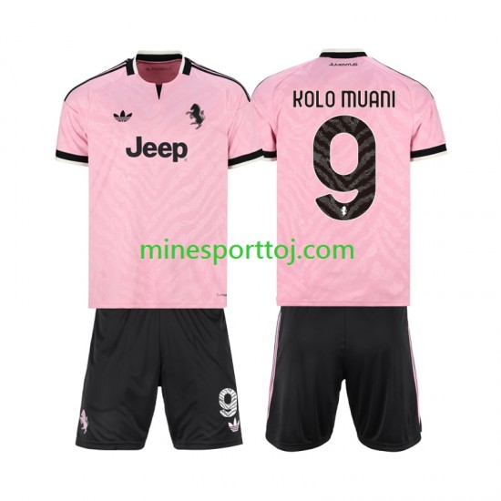 Juventus Randal Kolo Muani 9 Børne Udebane Fodboldtrøje 2026-2027 Lange Ærmer